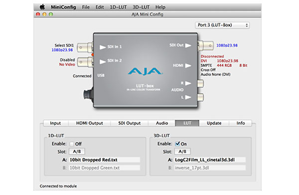 AJA Mini-Config software
